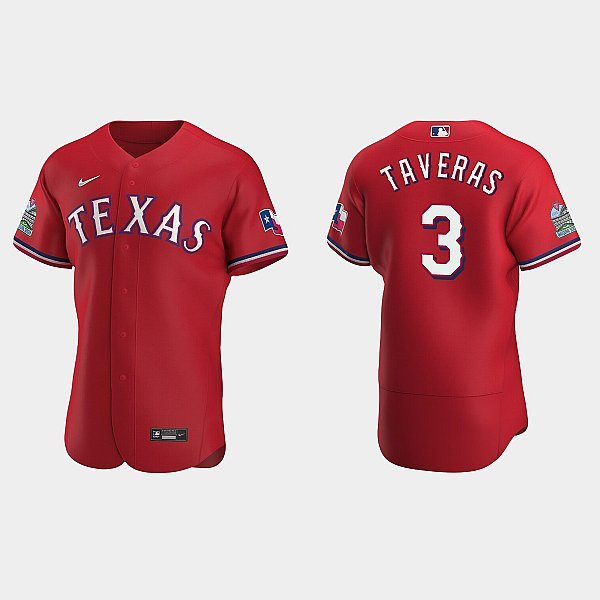 Mens Texas Rangers #3 Leody Taveras Nike Red Alternate FlexBase Player Jersey