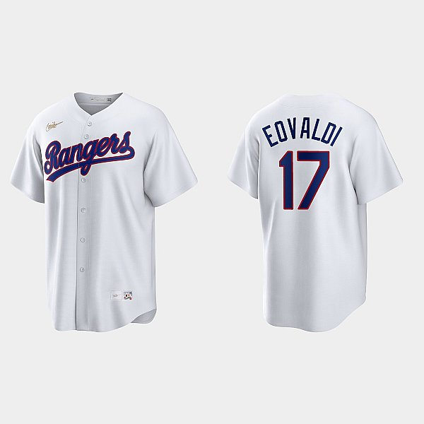 Mens Texas Rangers #17 Nathan Eovaldi Nike White Cooperstown Collection Home Jersey