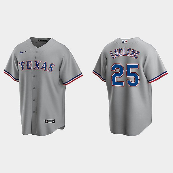 Mens Texas Rangers #25 Jose Leclerc Nike Grey Road Player Jersey