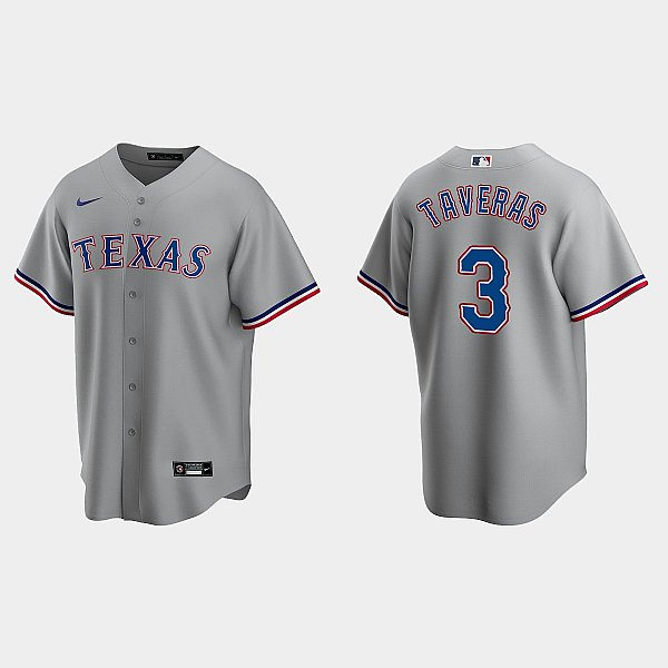 Mens Texas Rangers #3 Leody Taveras Nike Grey Road Player Jersey