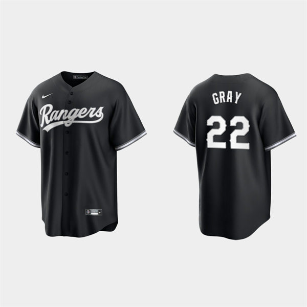 Mens Texas Rangers #22 Jon Gray Nike Black White Collection Jersey