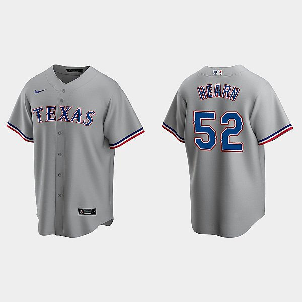 Mens Texas Rangers #52 Taylor Hearn Nike Grey Road Player Jersey