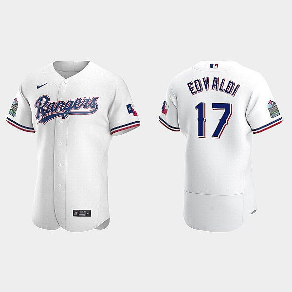 Mens Texas Rangers #17 Nathan Eovaldi Nike White Home FlexBase Player Jersey
