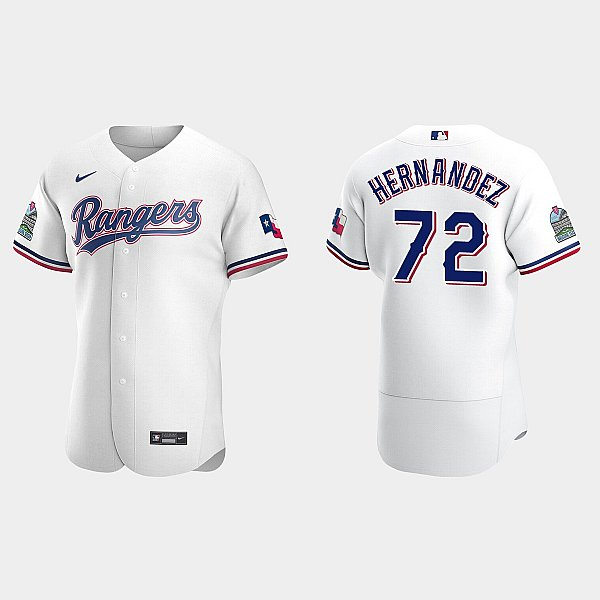 Mens Texas Rangers #72 Jonathan Hernandez Nike White Home FlexBase Player Jersey
