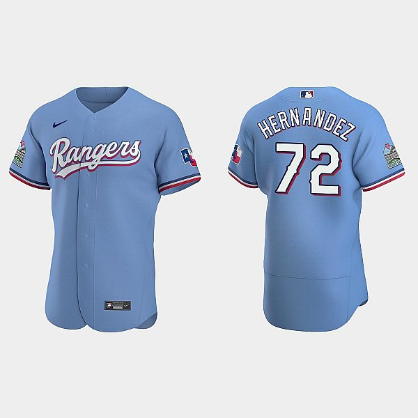 Mens Texas Rangers #72 Jonathan Hernandez Nike Light Blue Alternate Authentic Jersey