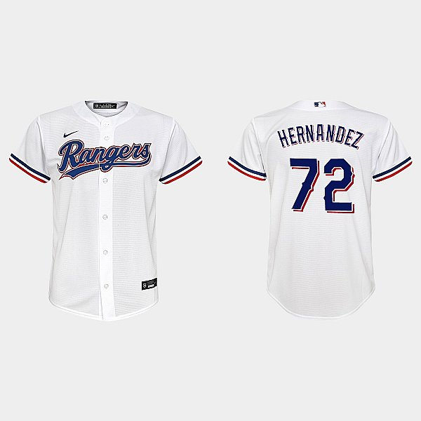 Youth Texas Rangers #72 Jonathan Hernandez Nike White Home Player Jersey