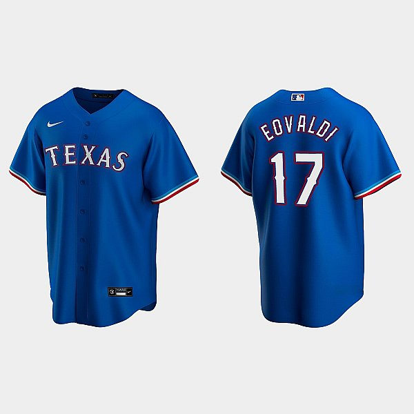 Youth Texas Rangers #17 Nathan Eovaldi Nike Royal Alternate CoolBase Player Jersey