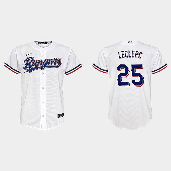 Youth Texas Rangers #25 Jose Leclerc Nike White Home Player Jersey