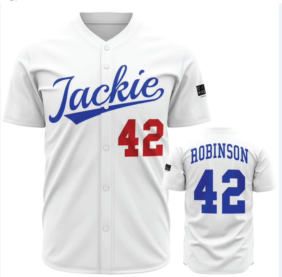 Men's Brooklyn Dodgers #42 Jackie Robinson Home White Civilly Righteous sleeve Anniversary Jersey