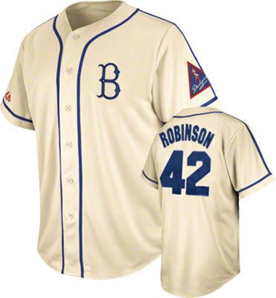 Men's Brooklyn Dodgers #42 Jackie Robinson Majestic Cream Cooperstown Collection Jersey