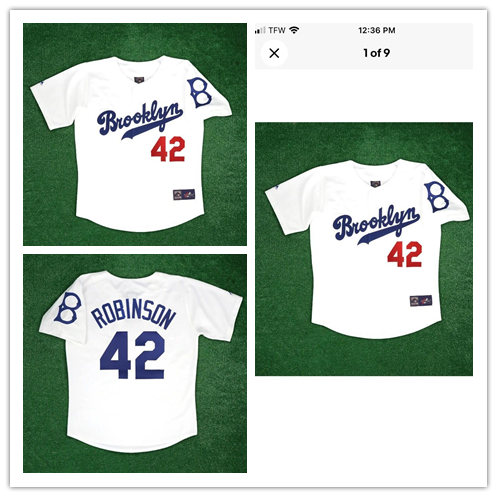 Men's Brooklyn Dodgers #42 Jackie Robinson White Home Cooperstown Jersey 