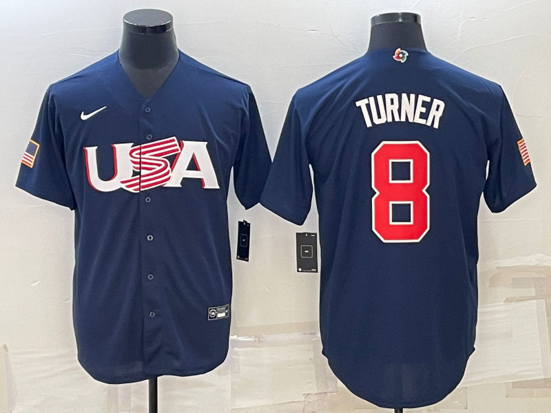 Mens Youth USA #8 Trea Turner 2023 World Baseball Classic Replica Jersey - Navy 