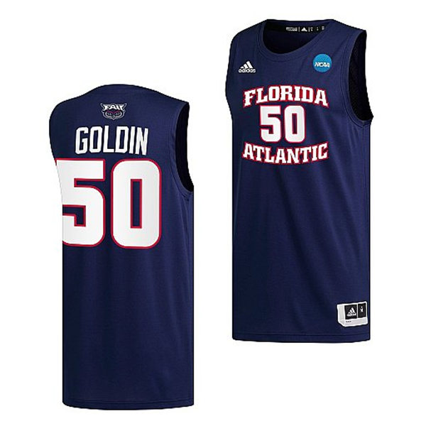 Mens Youth Florida Atlantic Owls #50 Vladislav Goldin Navy Basketball Limited Jersey 5