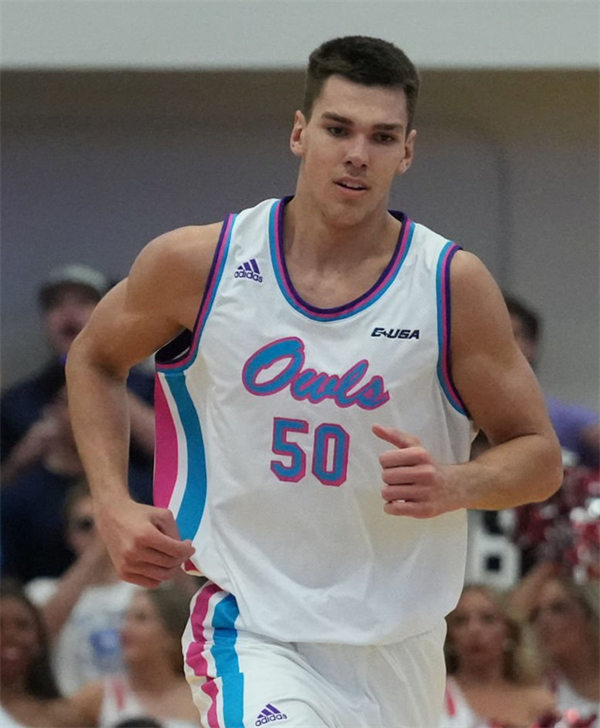 Mens Youth Florida Atlantic Owls #50 Vladislav Goldin White Retro Basketball Game Jersey(1)