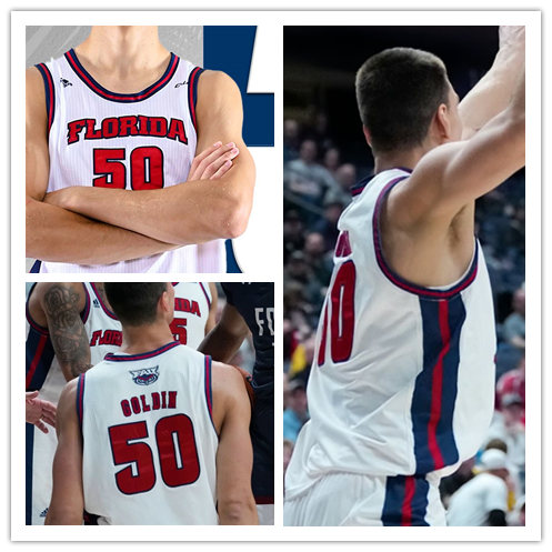 Mens Youth Florida Atlantic Owls #50 Vladislav Goldin 2023 NCAA Basketball Final Four Jersey White