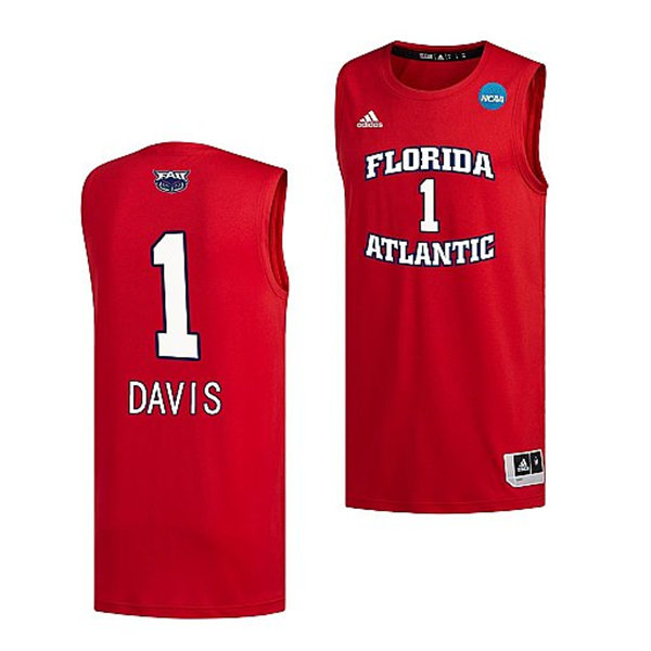 Mens Youth Florida Atlantic Owls #1 Johnell Davis Red Basketball Swingman Jersey(1)