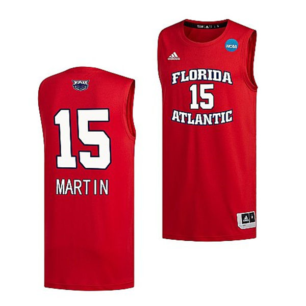 Mens Youth Florida Atlantic Owls #15 Alijah Martin Red Basketball Swingman Jersey (2)