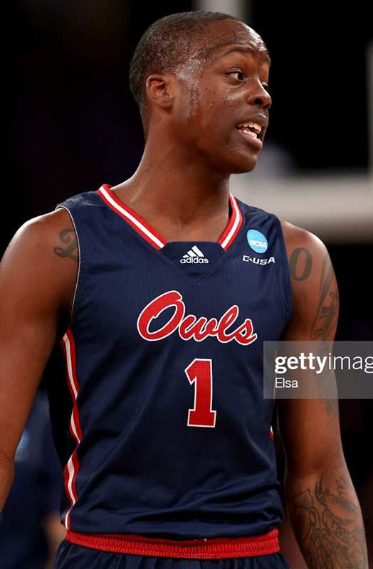 Mens Youth Florida Atlantic Owls #1 Johnell Davis Navy Basketball Game Jersey (1)