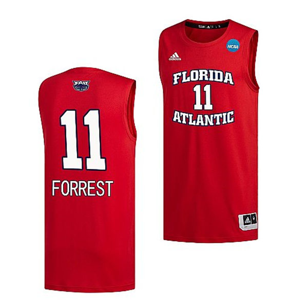 Mens Youth Florida Atlantic Owls #11 Michael Forrest Red Basketball Swingman Jersey (3)