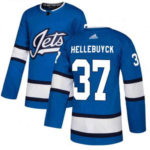 Men's Winnipeg Jets #37 Connor Hellebuyck  adidas Blue Alternate Jersey
