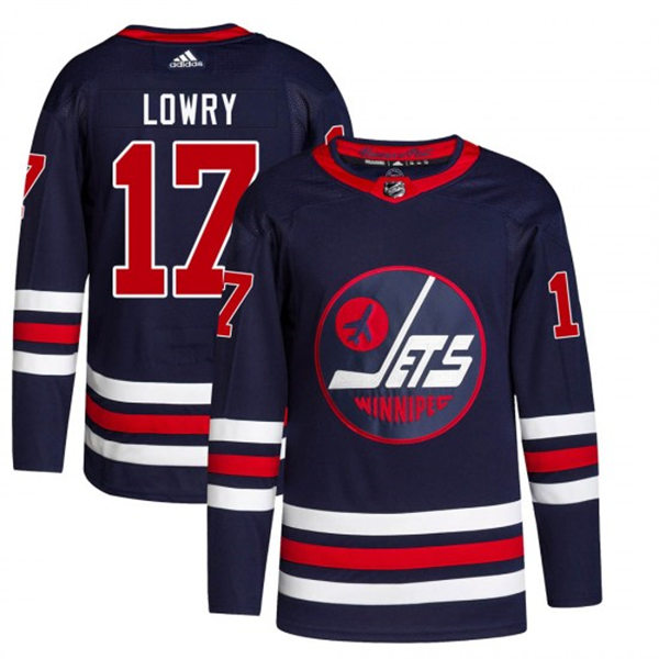 Men's Winnipeg Jets #17 Adam Lowry adidas 2021-22 Navy Heritage Classic Jersey
