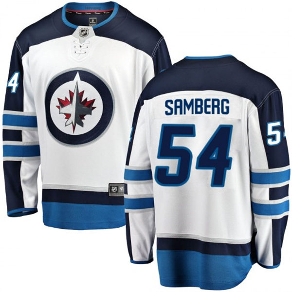 Men's Winnipeg Jets #54 Dylan Samberg adidas White Away Jersey