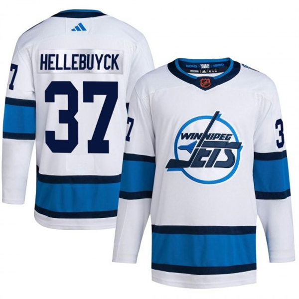 Men's Winnipeg Jets #37 Connor Hellebuyck  White 2022-23 Reverse Retro Jersey