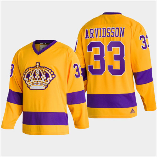 Mens Los Angeles Kings #33 Viktor Arvidsson adidas Gold Team Classics Jersey