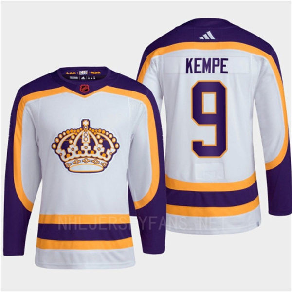 Mens Los Angeles Kings #9 Adrian Kempe White 2022-23 Reverse Retro 2.0 Jersey