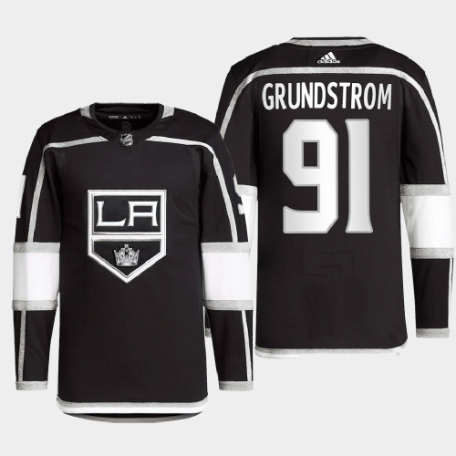 Mens Los Angeles Kings #91 Carl Grundstrom adidas Black Home Player Jersey