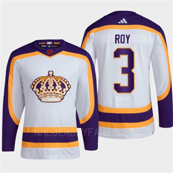 Mens Los Angeles Kings #3 Matt Roy White 2022-23 Reverse Retro 2.0 Jersey
