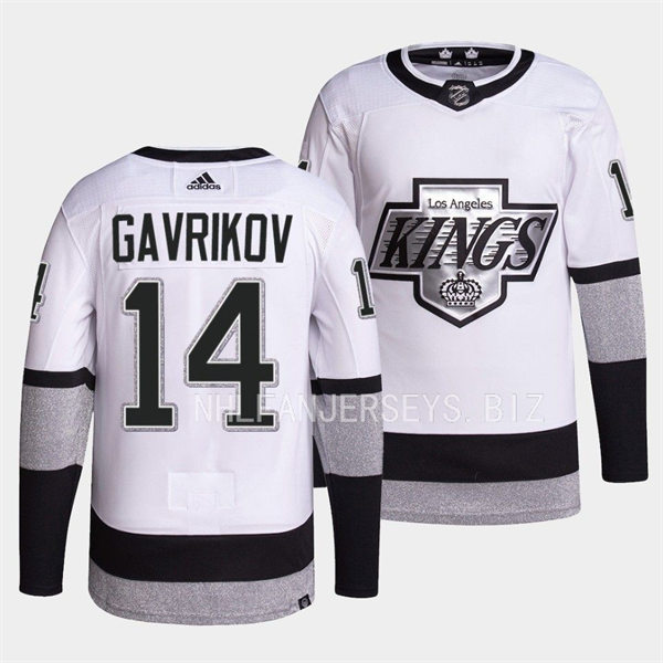 Mens Los Angeles Kings #14 Vladislav Gavrikov adidas White Alternate Premier Player Jersey