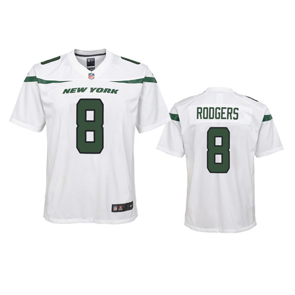 Youth New York Jets #8 Aaron Rodgers Nike White Limited Jersey