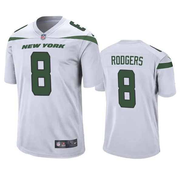 Mens New York Jets #8 Aaron Rodgers Nike White Vapor Limited Jersey