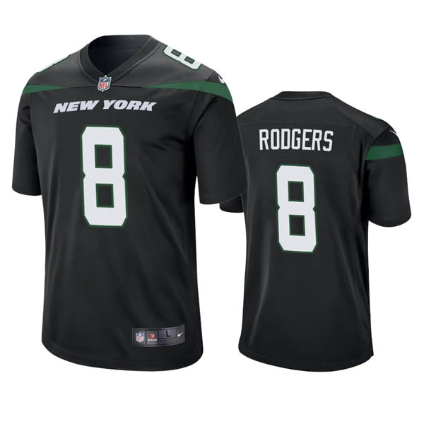 Mens New York Jets #8 Aaron Rodgers Nike Black Vapor Limited Jersey