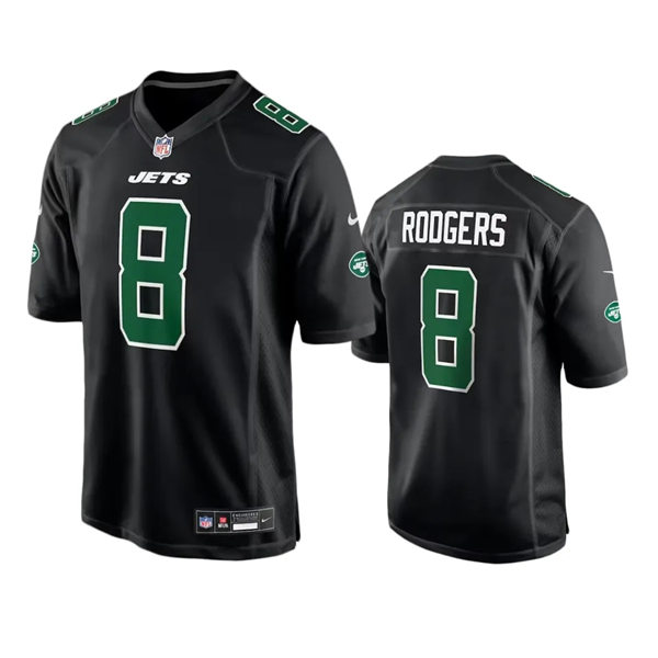 Mens New York Jets #8 Aaron Rodgers Nike Black Fashion Game Jersey