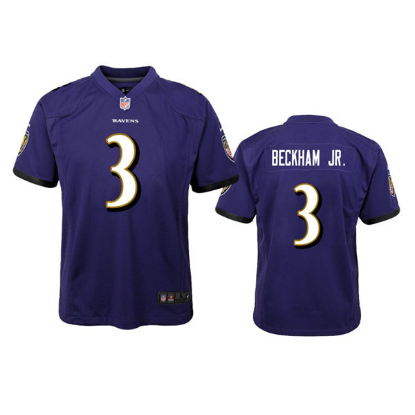 Youth Baltimore Ravens #3 Odell Beckham Jr Nike Purple Limited Jersey