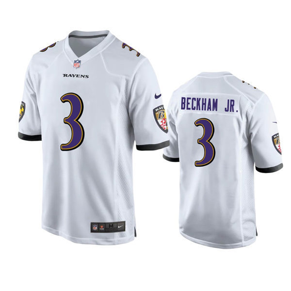 Youth Baltimore Ravens #3 Odell Beckham Jr Nike White Limited Jersey(2)
