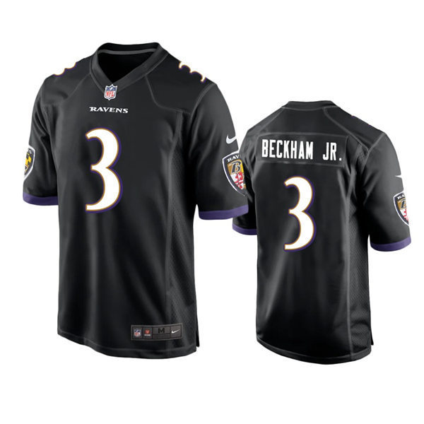 Mens Baltimore Ravens #3 Odell Beckham Jr. Nike Black Vapor Limited Jersey