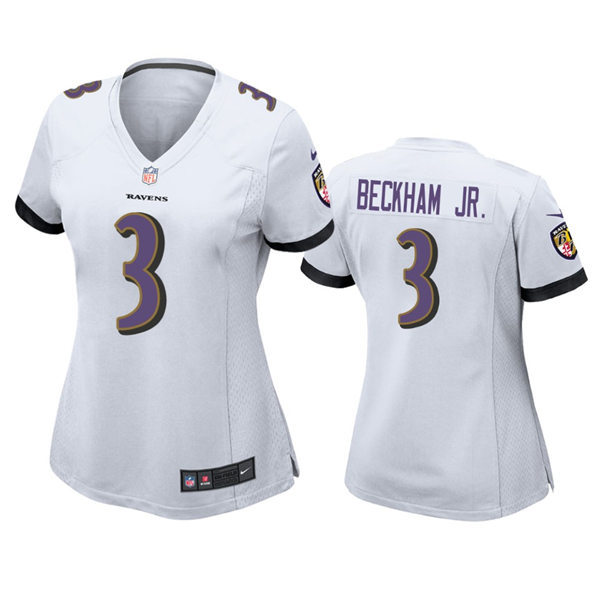Womens Baltimore Ravens #3 Odell Beckham Jr. Nike White Limited Jersey