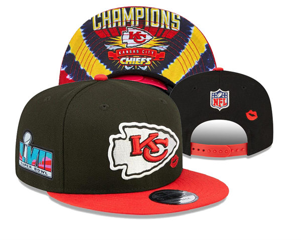 NFL Kansas City Chiefs Black Red 2023 Super Bowl LVII Champions Snapback Cap YD2304031 (6)