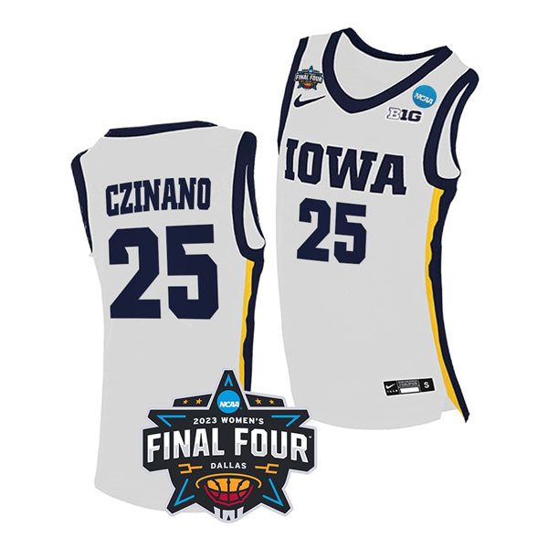 Womens Iowa Hawkeyes #25 Monika Czinano 2023 NCAA Womens Basketball National Championship Game Basketball Jersey White