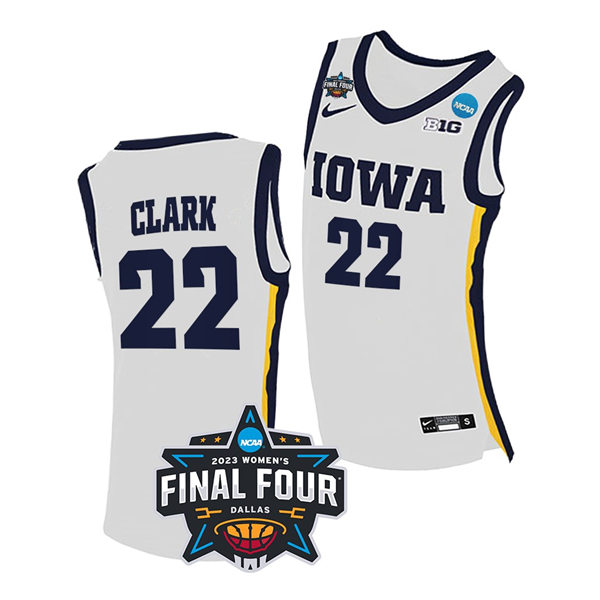 Womens Iowa Hawkeyes #22 Caitlin Clark 2023 NCAA Womens Basketball National Championship Game Basketball Jersey White