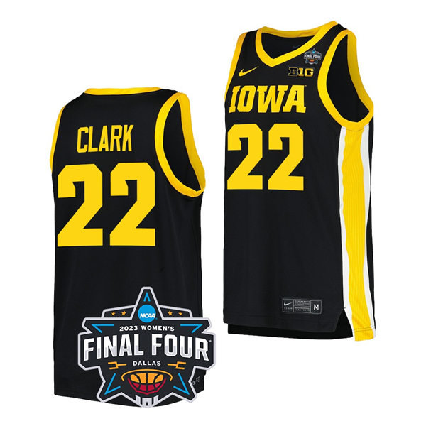 Womens Iowa Hawkeyes #22 Caitlin Clark 2023 NCAA Womens Basketball National Championship Game Basketball Jersey Black