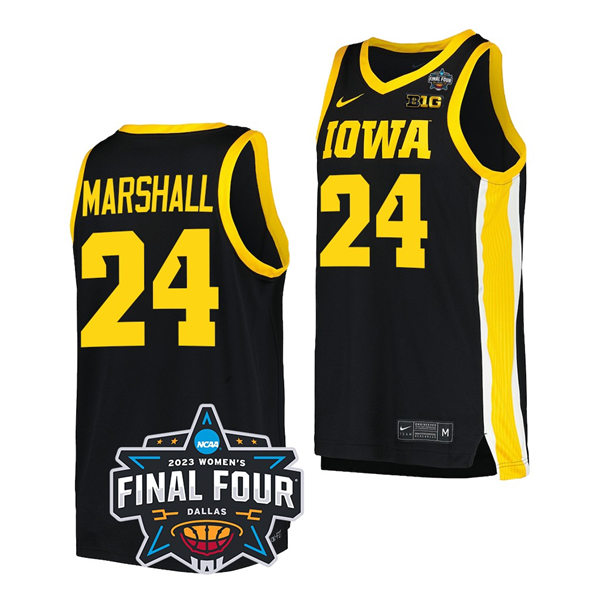 Womens Iowa Hawkeyes #24 Gabbie Marshall 2023 NCAA Womens Basketball National Championship Game Basketball Jersey Black