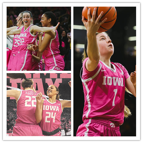 Womens Iowa Hawkeyes Custom Nike 2023 Pink Basketball Game Jersey