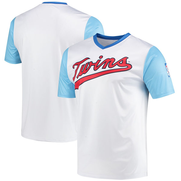 Mens Youth Minnesota Twins Blank Stitches Cooperstown Collection Wordmark V-Neck Team Jersey - White