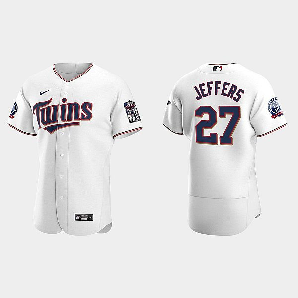 Mens Minnesota Twins #27 Ryan Jeffers Nike 2020 White FlexBase Jersey