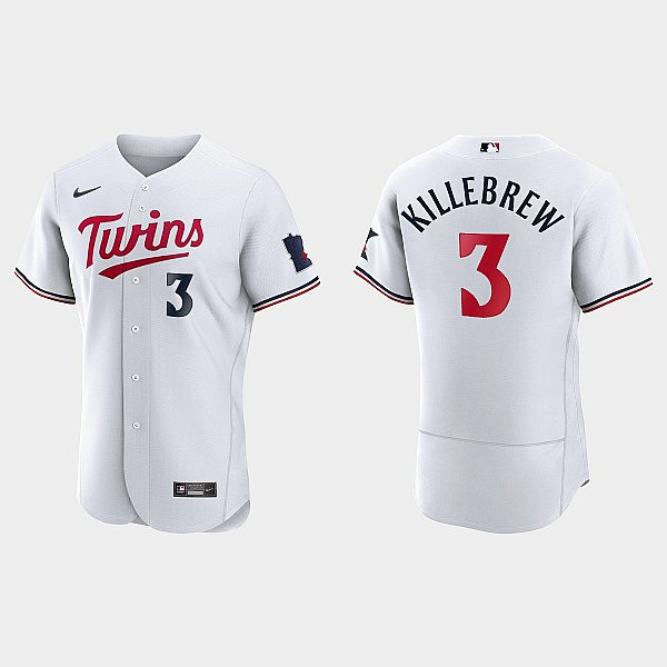 Men's Minnesota Twins Retired Player #3 Harmon Killebrew Nike 2023 Home White Authentic Player Jersey