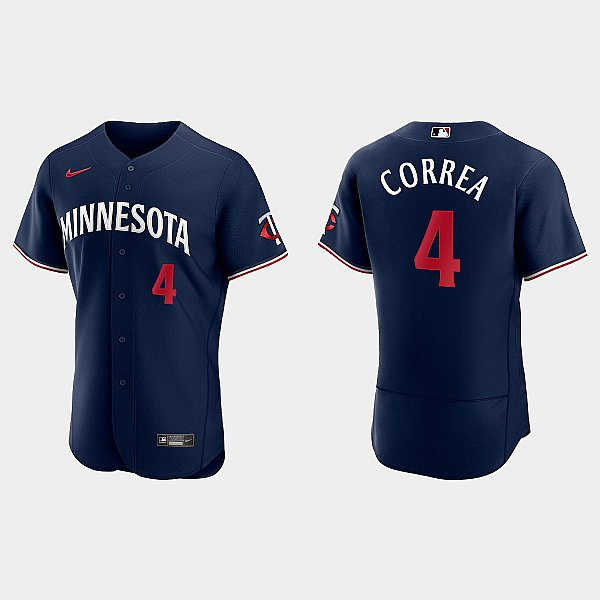 Mens Minnesota Twins #4 Carlos Correa Nike 2023 Navy Alternate Authentic Player Jersey